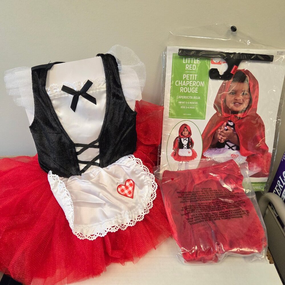 Little Red Riding Hood Costume. Infant 0-6 Months. Never worn in package